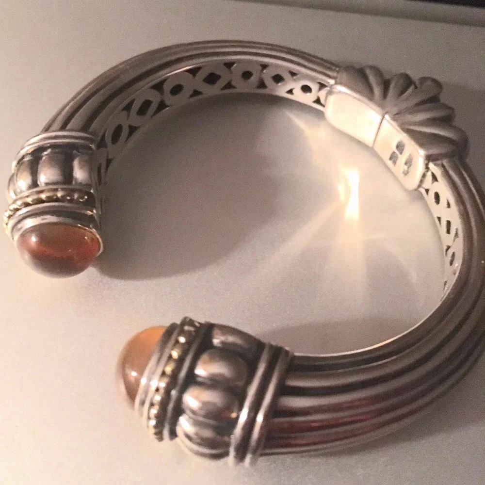 Exquisite Vintage Lagos Cuff** 18k Gold /Sterling/Citrine - Picture 3 of 16